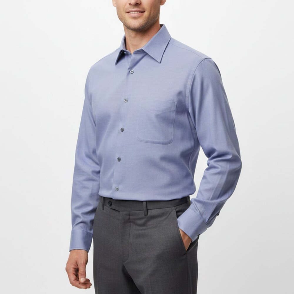 Geoffrey Beene Men's Blue Dress Shirt Button Down Long Sleeve Office Casual